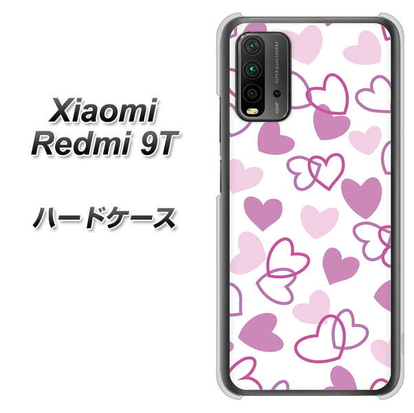 SIMフリー Xiaomi（シャオミ）Redmi 9T 高画質仕上げ 背面印刷 ハードケース【VA928 ハートがいっぱい パープル】
