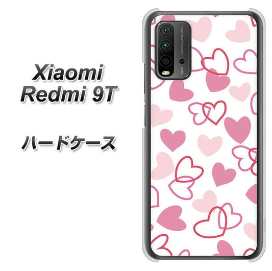 Redmi 9T VA929 ハートがいっぱい ピンク ハードケース 背面印刷