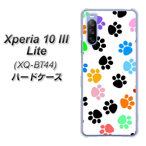 SIMフリー エクスペリア10 III Lite XQ-BT44 高画質仕上げ 背面印刷 ハードケース【1108 あしあとカラフル】