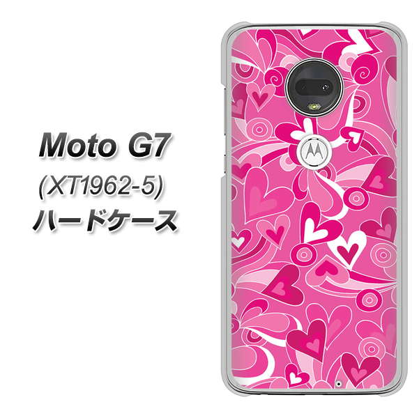 simフリー Moto G7 XT1962-5 高画質仕上げ 背面印刷 ハードケース【383 ピンクのハート】