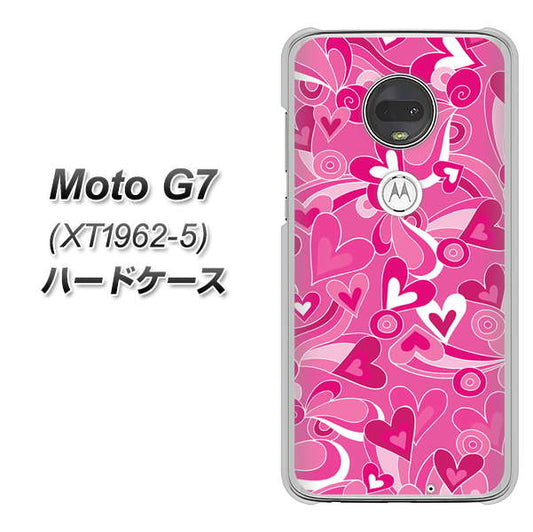 simフリー Moto G7 XT1962-5 高画質仕上げ 背面印刷 ハードケース【383 ピンクのハート】