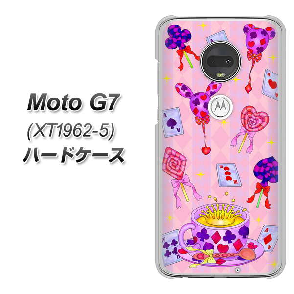 simフリー Moto G7 XT1962-5 高画質仕上げ 背面印刷 ハードケース【AG817 トランプティー（ピンク）】