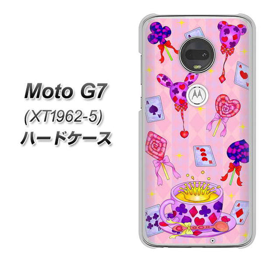 simフリー Moto G7 XT1962-5 高画質仕上げ 背面印刷 ハードケース【AG817 トランプティー（ピンク）】