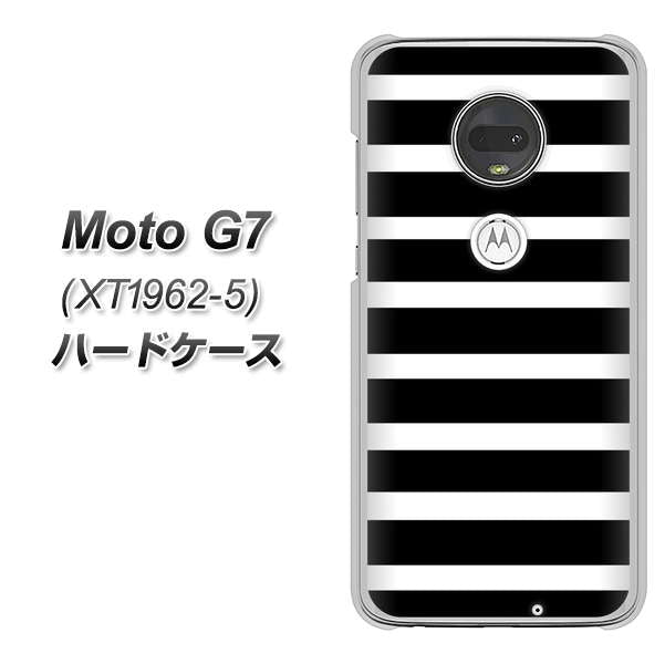 simフリー Moto G7 XT1962-5 高画質仕上げ 背面印刷 ハードケース【EK879 ボーダーブラック（L）】