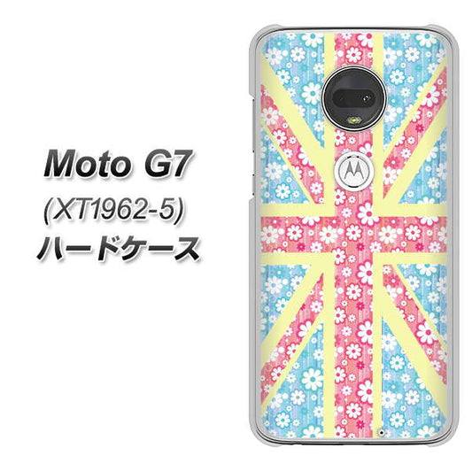 simフリー Moto G7 XT1962-5 高画質仕上げ 背面印刷 ハードケース【EK895 ユニオンジャックパステルフラワー】