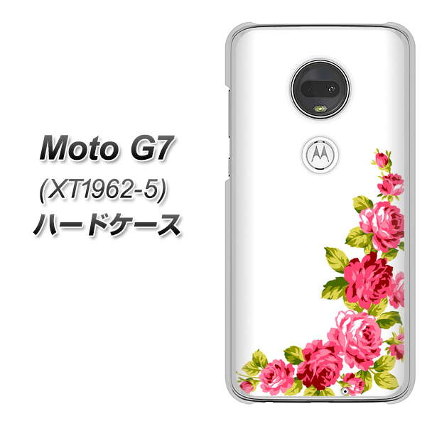 simフリー Moto G7 XT1962-5 高画質仕上げ 背面印刷 ハードケース【VA825 バラのフレーム(白)】