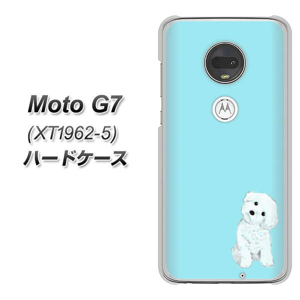 simフリー Moto G7 XT1962-5 高画質仕上げ 背面印刷 ハードケース【YJ070 トイプードルホワイト（ブルー）】