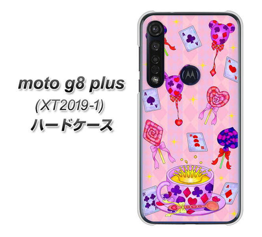 SIMフリー moto g8 plus XT2019-1 高画質仕上げ 背面印刷 ハードケース【AG817 トランプティー（ピンク）】