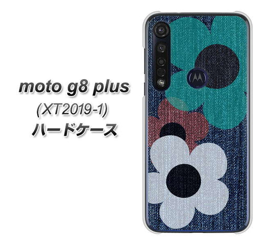 SIMフリー moto g8 plus XT2019-1 高画質仕上げ 背面印刷 ハードケース【EK869 ルーズフラワーinデニム風】