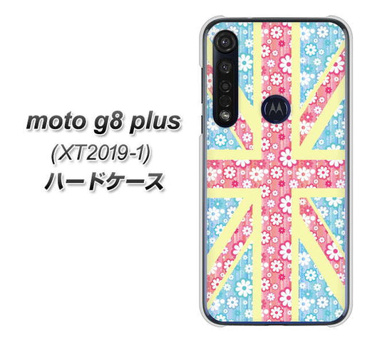 SIMフリー moto g8 plus XT2019-1 高画質仕上げ 背面印刷 ハードケース【EK895 ユニオンジャックパステルフラワー】