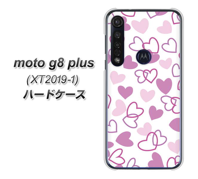 SIMフリー moto g8 plus XT2019-1 高画質仕上げ 背面印刷 ハードケース【VA928 ハートがいっぱい パープル】