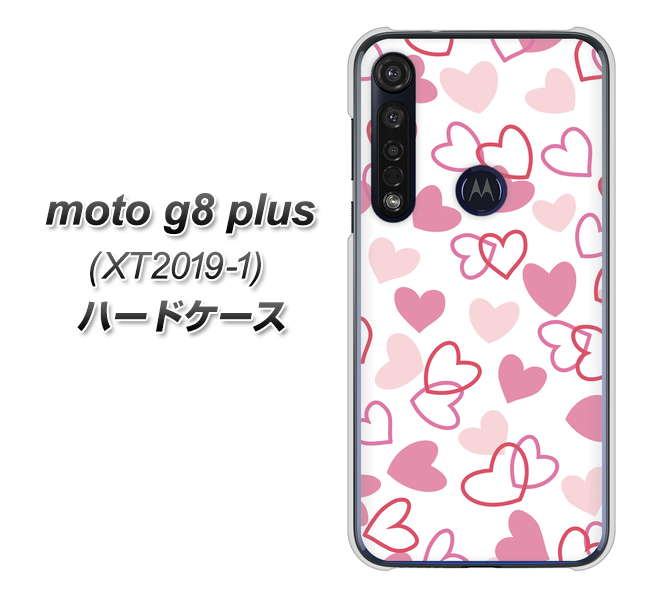 SIMフリー moto g8 plus XT2019-1 高画質仕上げ 背面印刷 ハードケース【VA929 ハートがいっぱい ピンク】