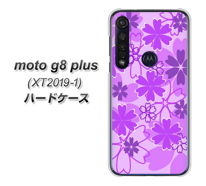 SIMフリー moto g8 plus XT2019-1 高画質仕上げ 背面印刷 ハードケース【VA960 重なり合う花　パープル】