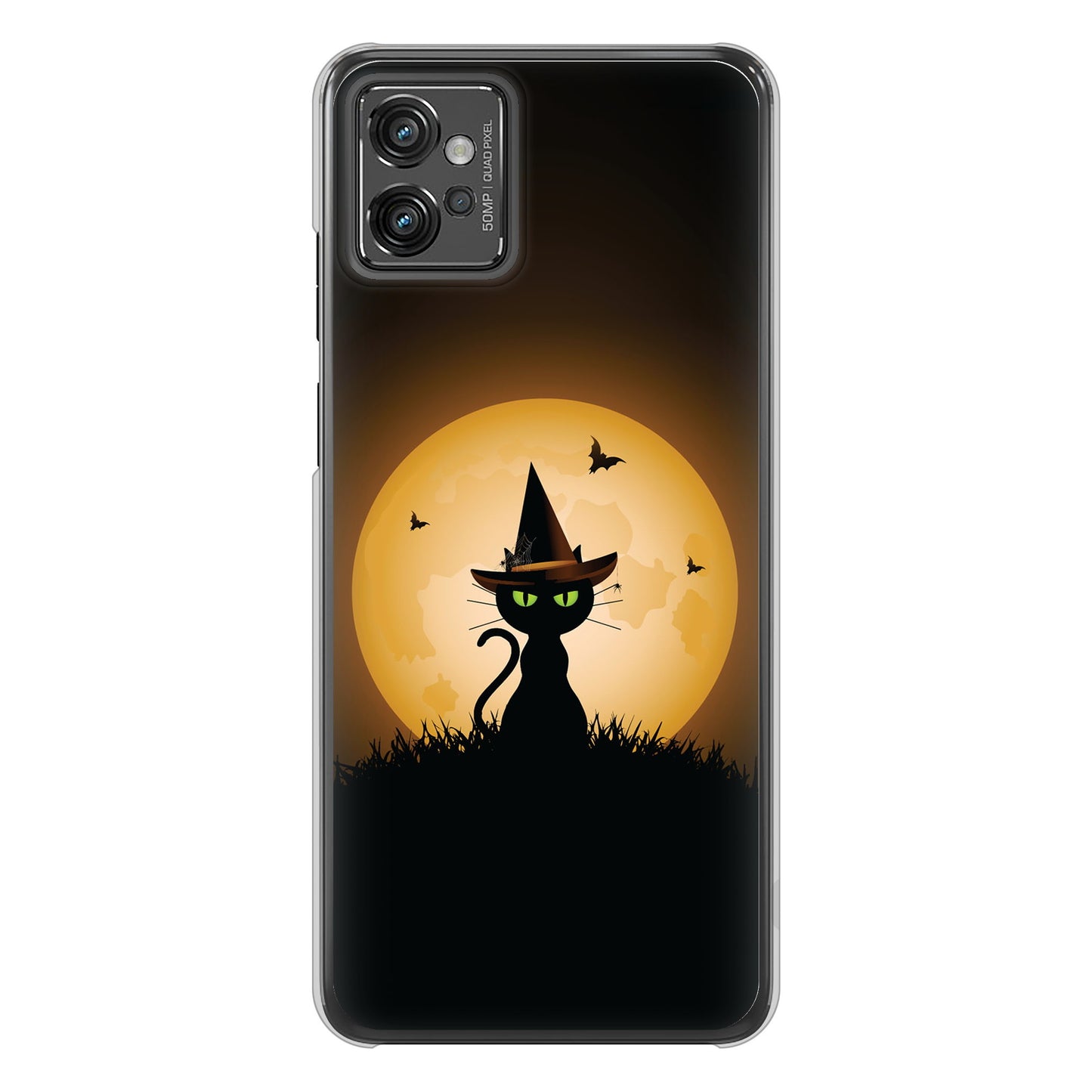 moto g32 高画質仕上げ 背面印刷 ハードケース 夜とネコ