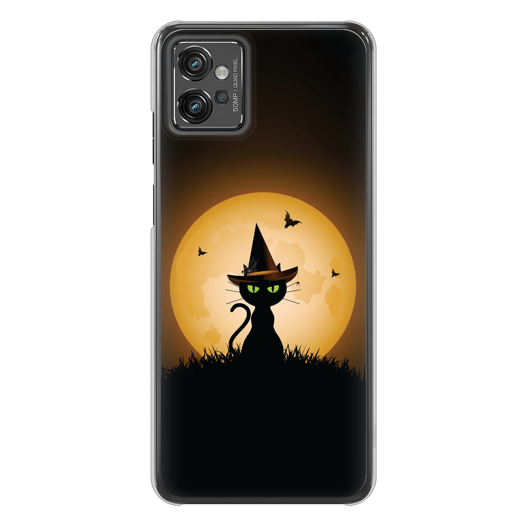 moto g32 高画質仕上げ 背面印刷 ハードケース 夜とネコ