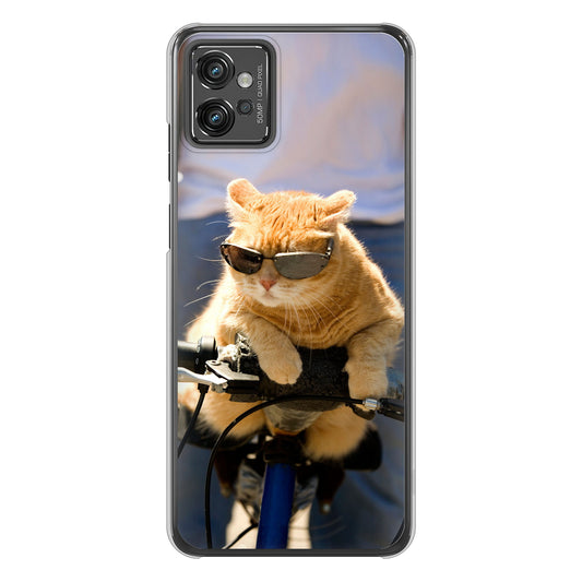 moto g32 高画質仕上げ 背面印刷 ハードケース 【595 にゃんとサイクル】