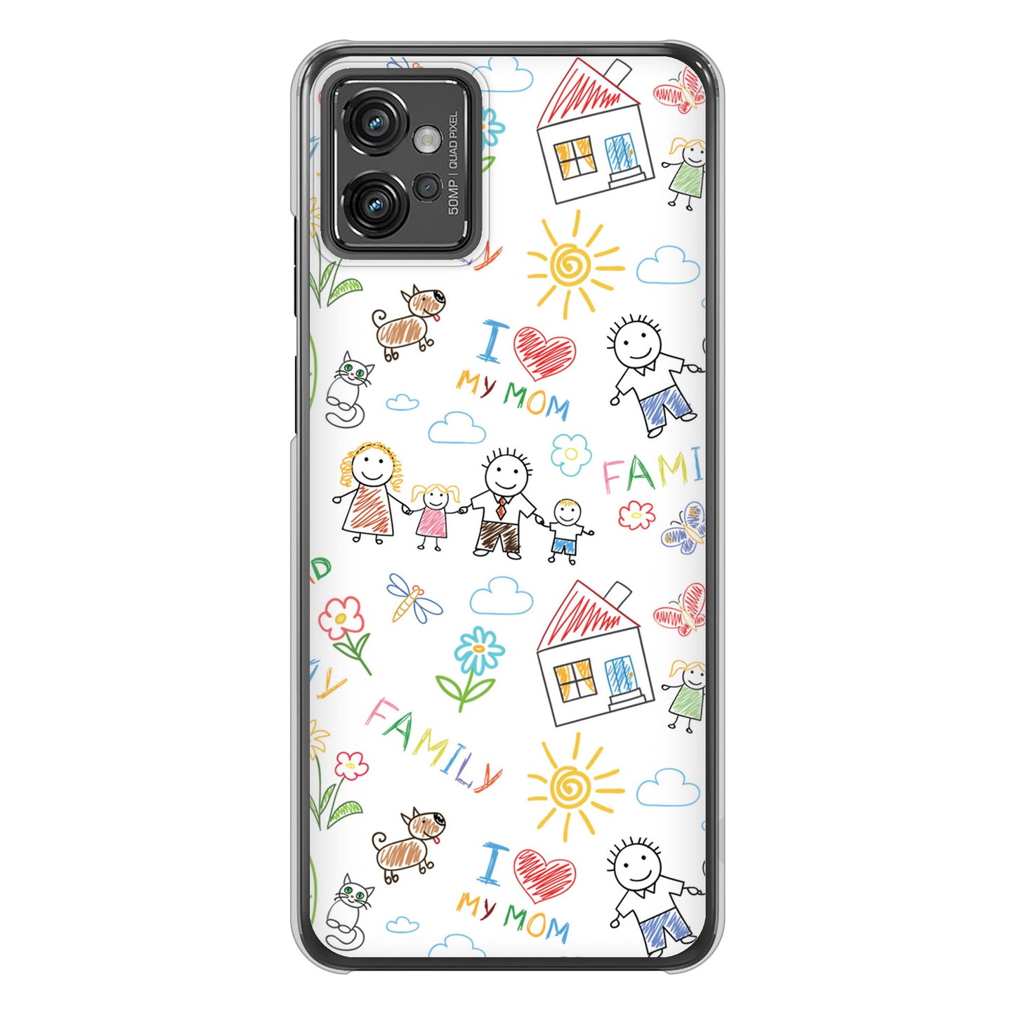 moto g32 高画質仕上げ 背面印刷 ハードケース【709 ファミリー】