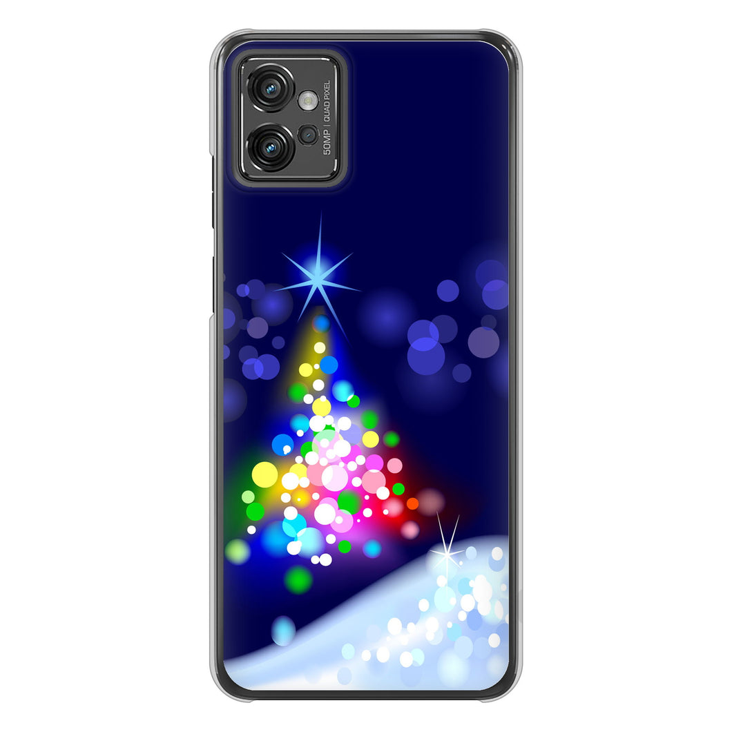 moto g32 高画質仕上げ 背面印刷 ハードケース【720 白銀のクリスマスツリー】