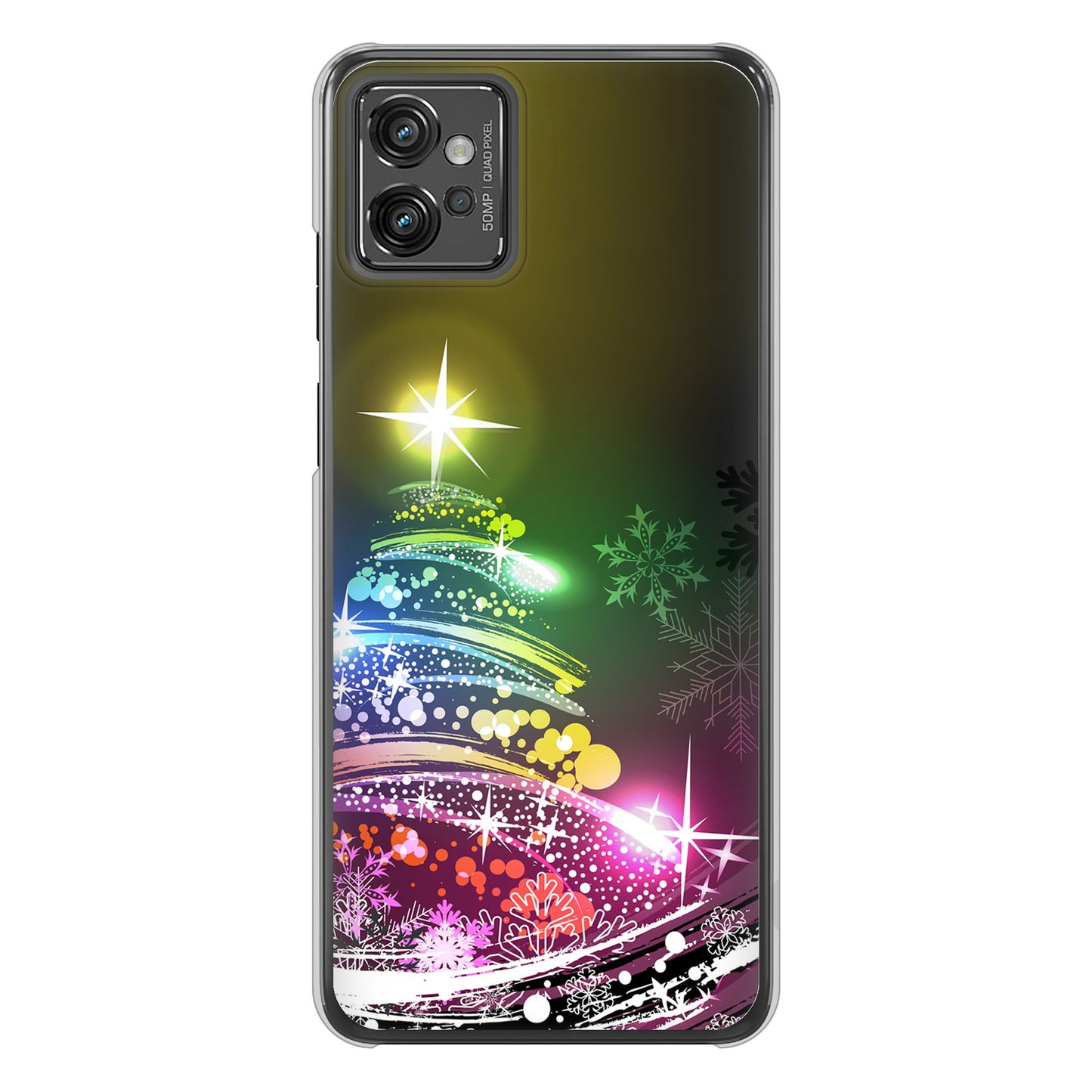 moto g32 高画質仕上げ 背面印刷 ハードケース【722 レインボークリスマス】