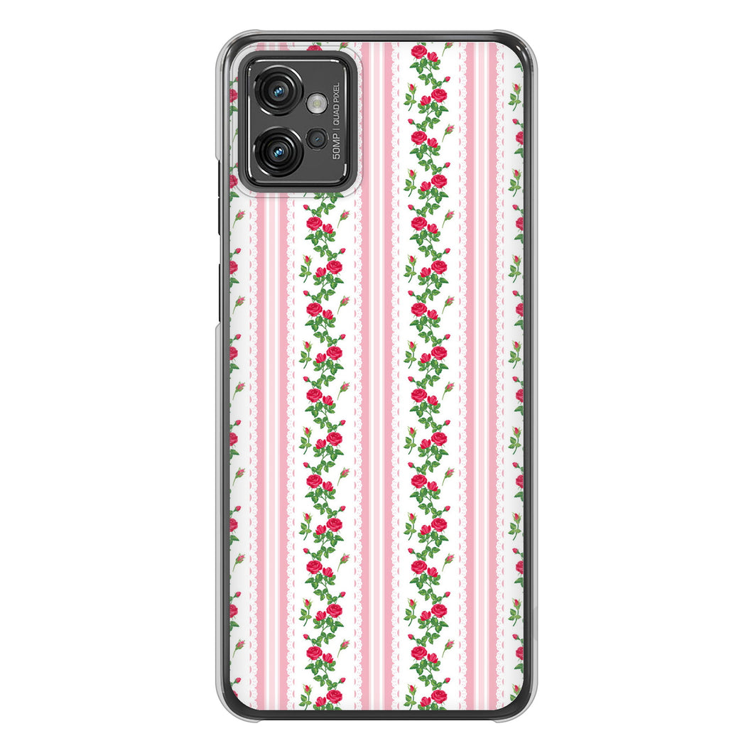 moto g32 高画質仕上げ 背面印刷 ハードケース【745 イングリッシュガーデン（ピンク）】