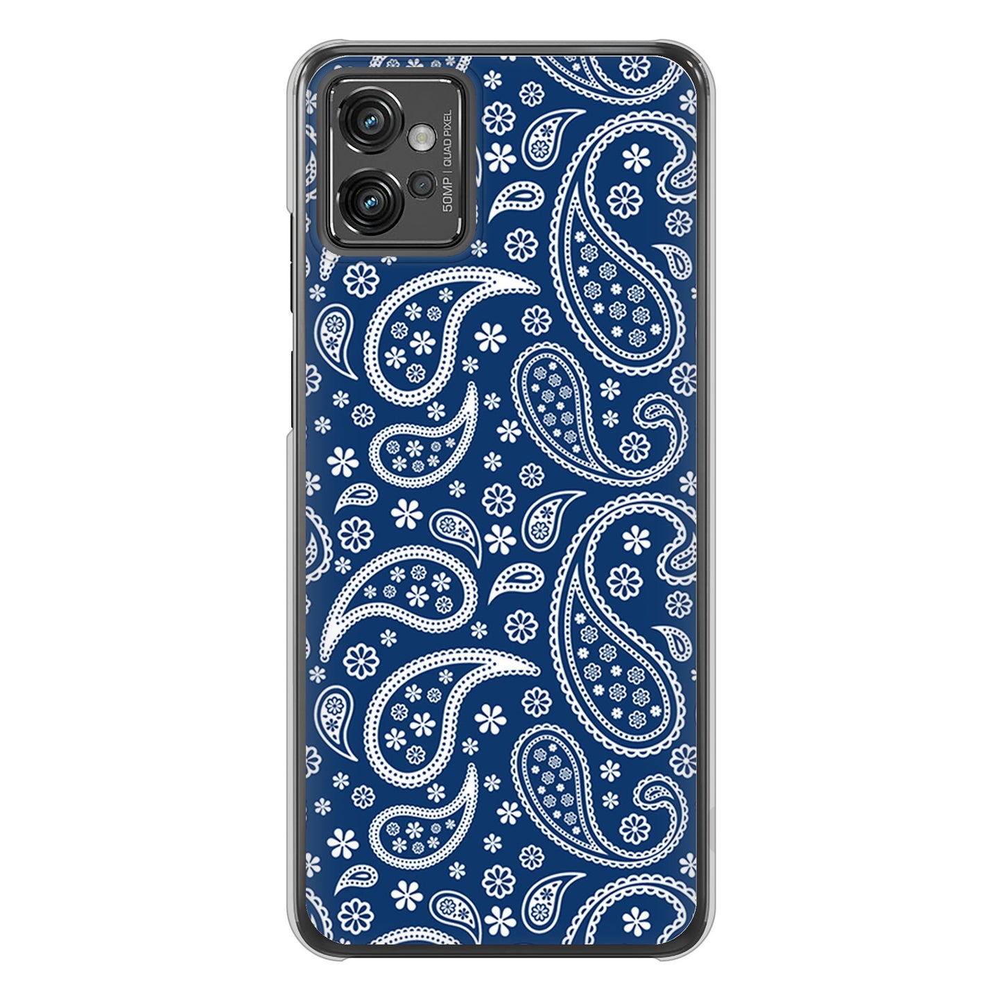 moto g32 高画質仕上げ 背面印刷 ハードケース【764 ペイズリーブロンズブルー】