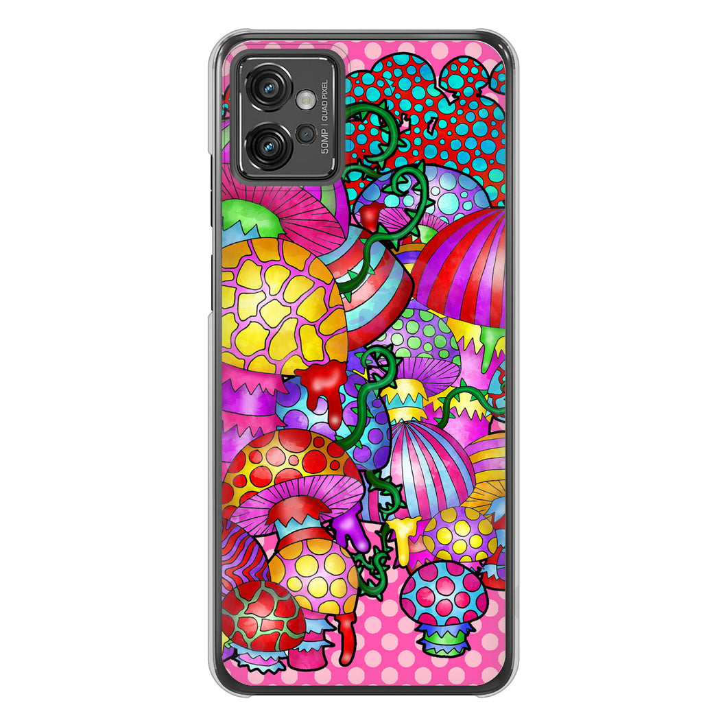 moto g32 高画質仕上げ 背面印刷 ハードケース【AG806 きのこ（ピンク）】