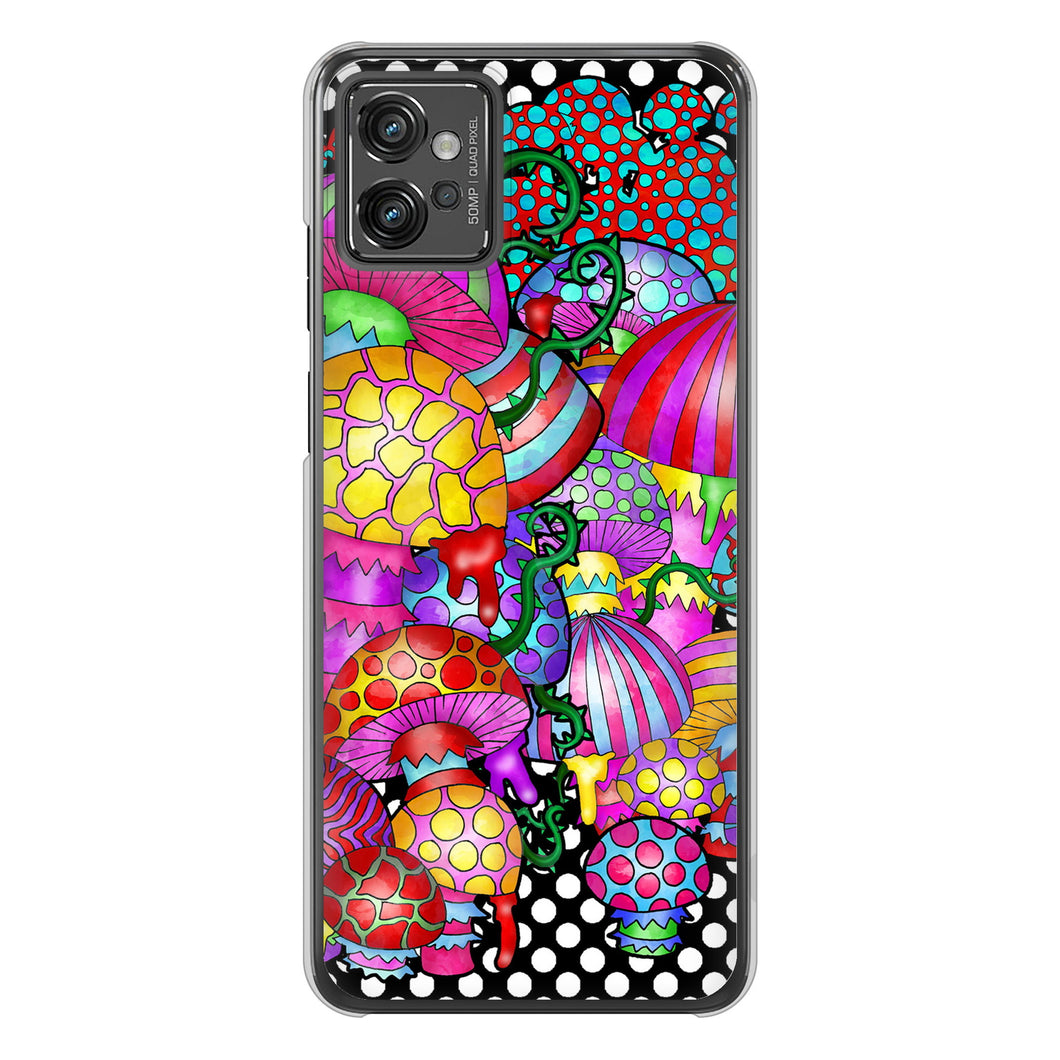 moto g32 高画質仕上げ 背面印刷 ハードケース【AG807 きのこ（黒）】