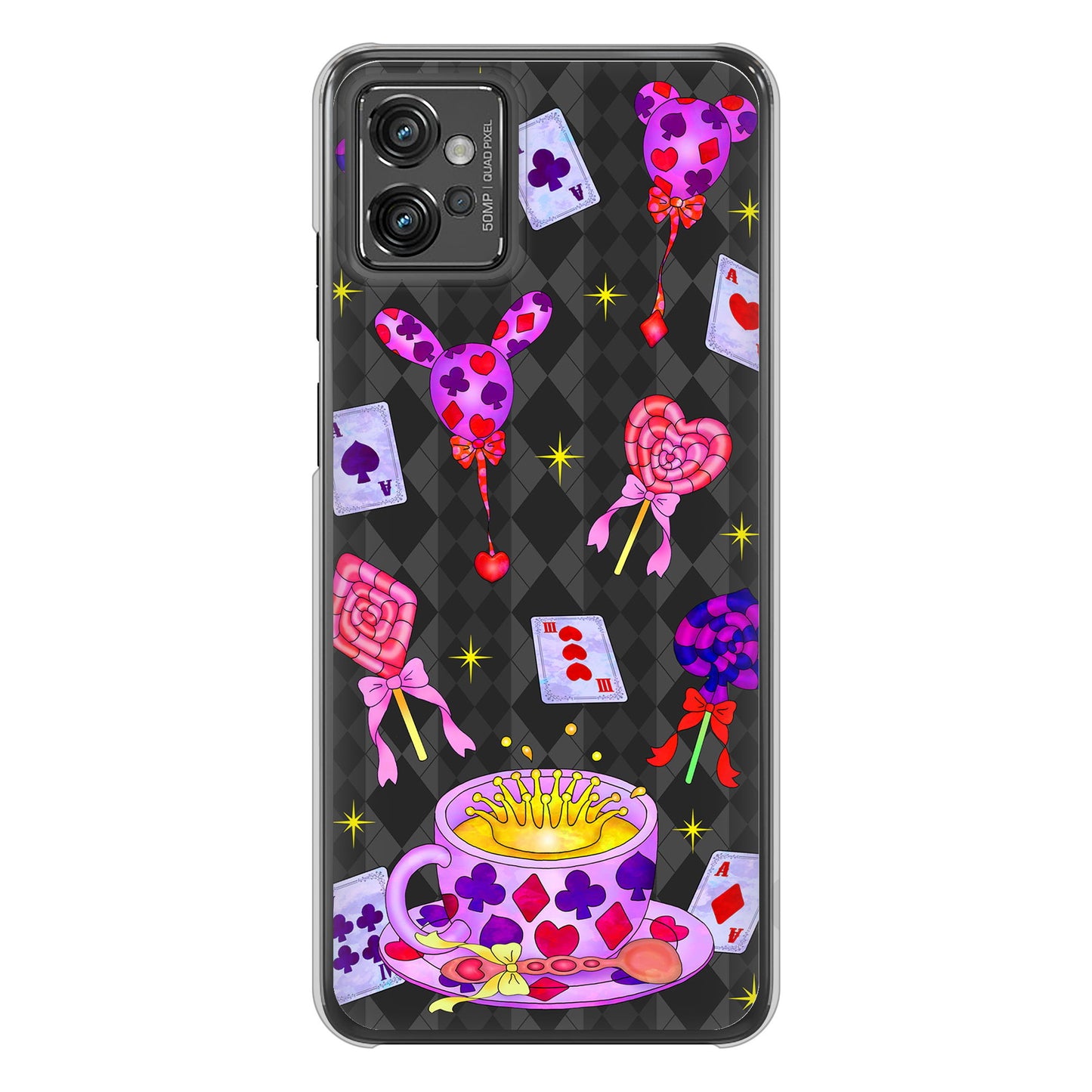 moto g32 高画質仕上げ 背面印刷 ハードケース【AG818 トランプティー（黒）】