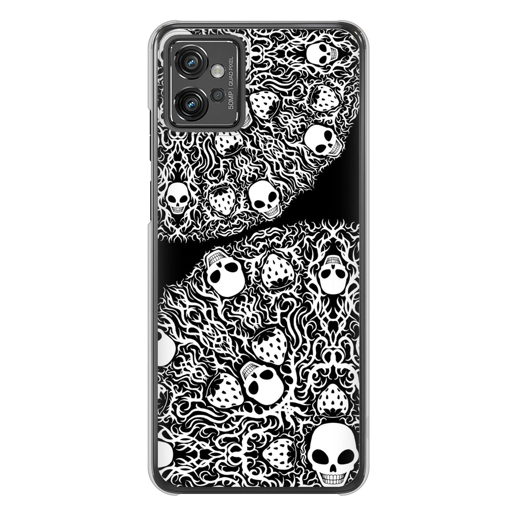 moto g32 高画質仕上げ 背面印刷 ハードケース【AG834 苺骸骨曼荼羅（黒）】
