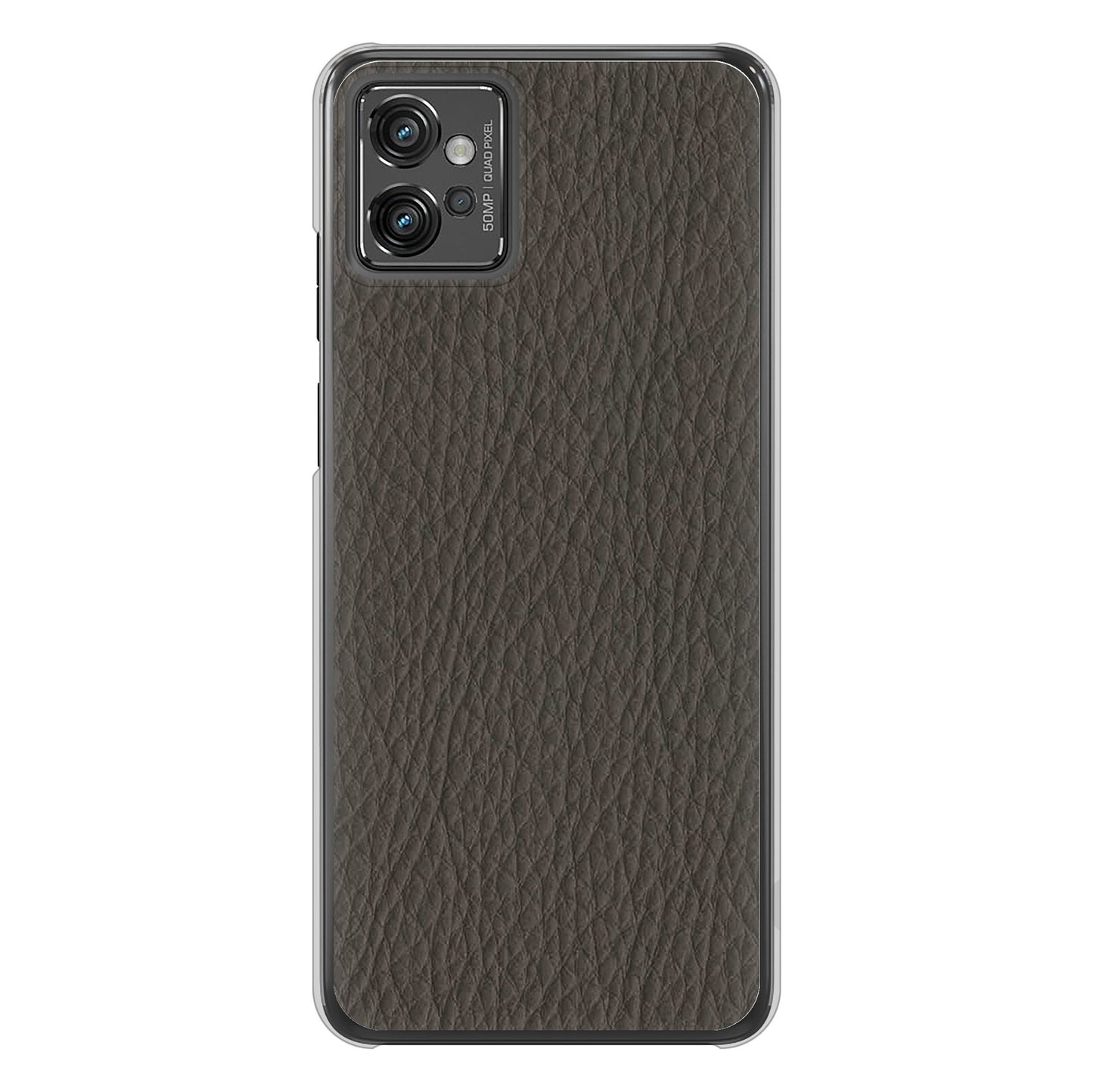moto g32 高画質仕上げ 背面印刷 ハードケース【EK851 レザー風グレー】