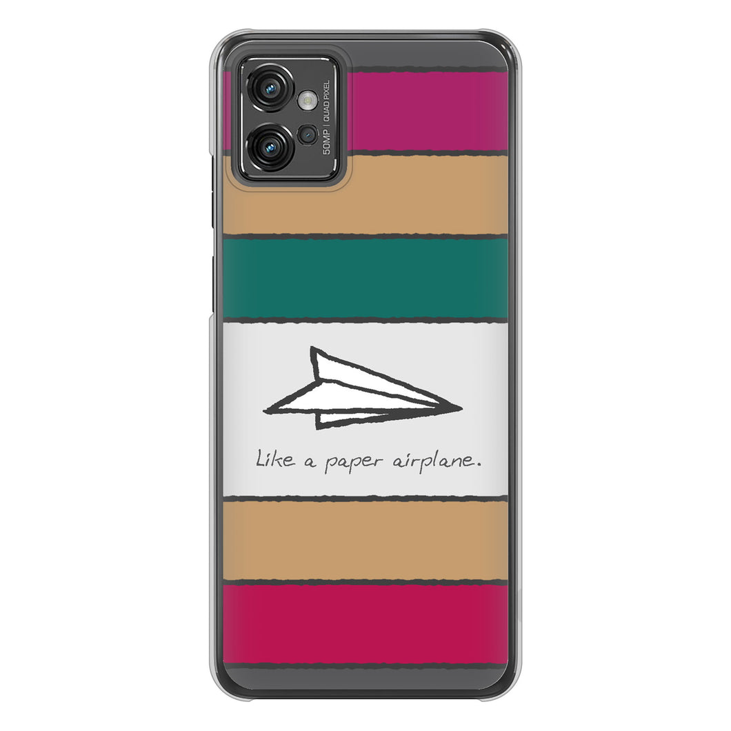 moto g32 高画質仕上げ 背面印刷 ハードケース 【IA809 かみひこうき】