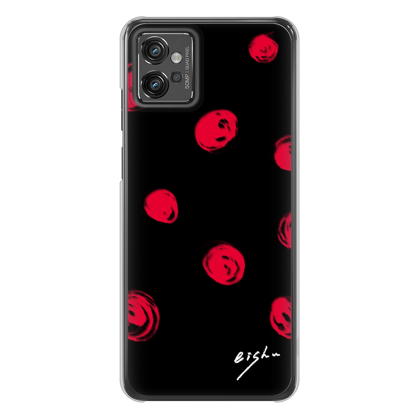 moto g32 高画質仕上げ 背面印刷 ハードケース【OE837 手描きシンプル ブラック×レッド】