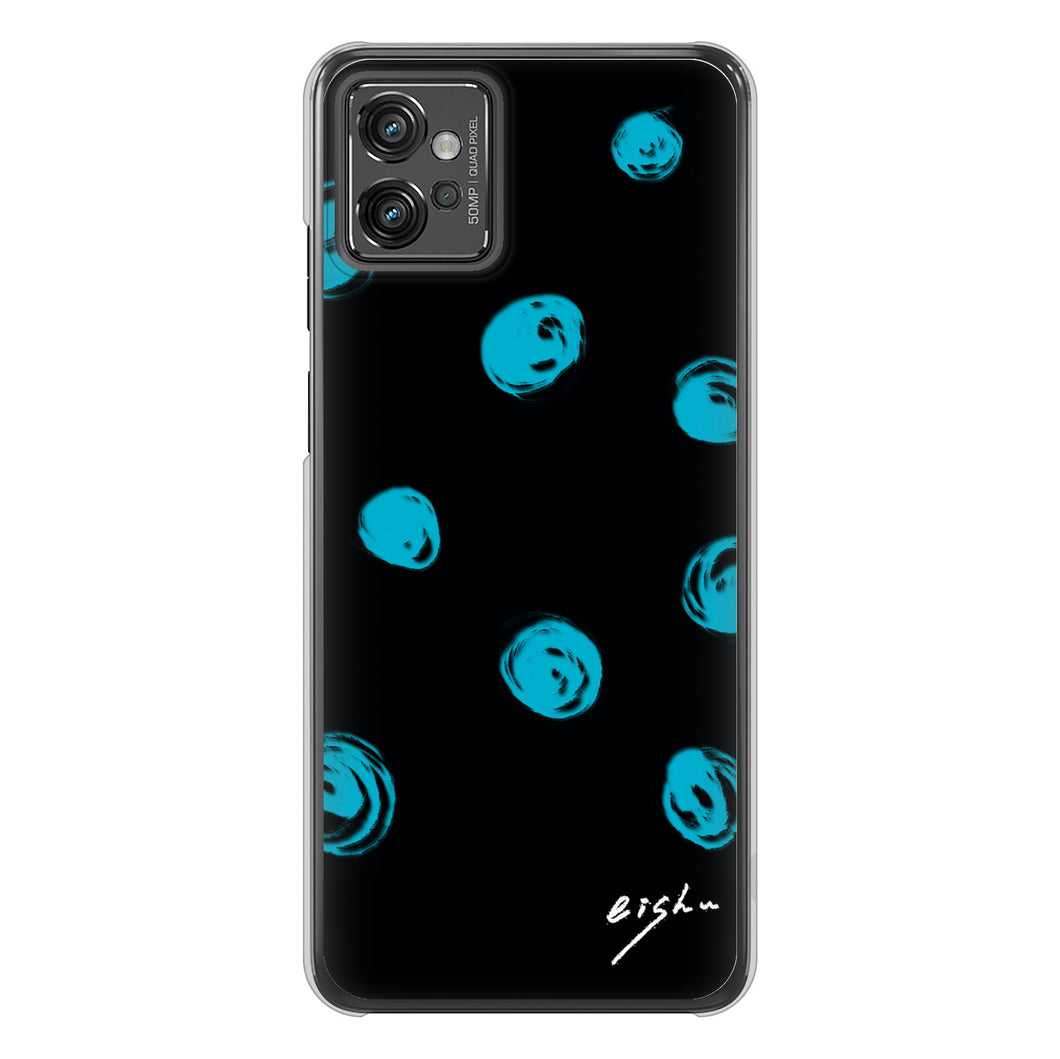 moto g32 高画質仕上げ 背面印刷 ハードケース【OE838 手描きシンプル ブラック×ブルー】