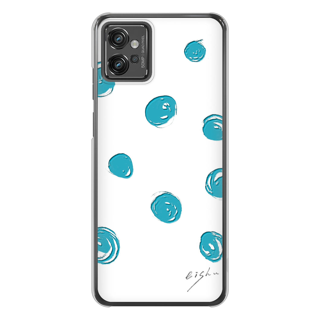 moto g32 高画質仕上げ 背面印刷 ハードケース【OE839 手描きシンプル ホワイト×ブルー】