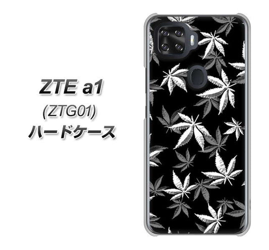 au ZTE a1 ZTG01 高画質仕上げ 背面印刷 ハードケース【064 モノトーン大麻ブラック】