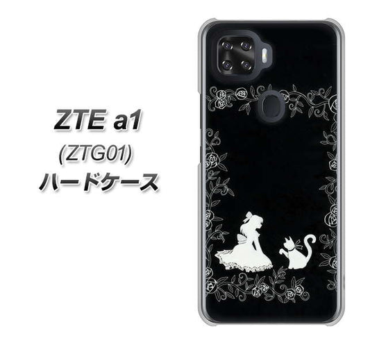 au ZTE a1 ZTG01 高画質仕上げ 背面印刷 ハードケース【1097 お姫様とネコ（モノトーン）】