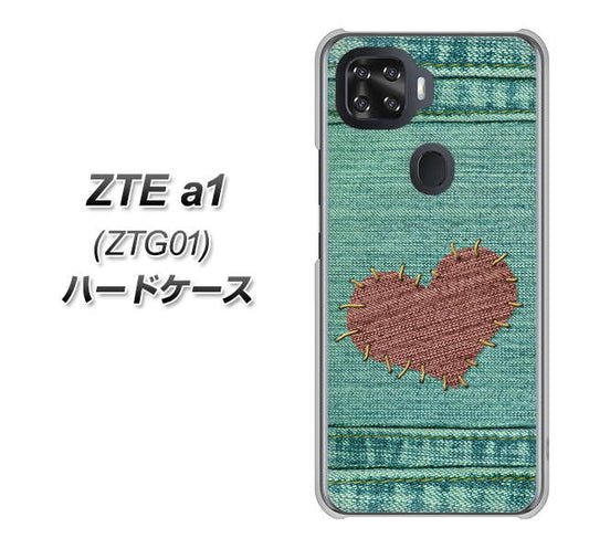 au ZTE a1 ZTG01 高画質仕上げ 背面印刷 ハードケース【1142 デニムとハート】