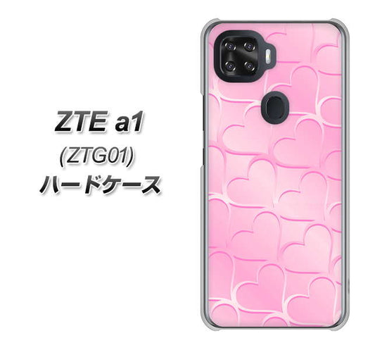 au ZTE a1 ZTG01 高画質仕上げ 背面印刷 ハードケース【1342 かくれハート（ピンク）】
