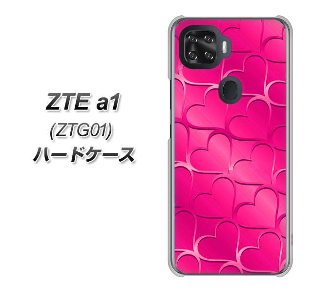 au ZTE a1 ZTG01 高画質仕上げ 背面印刷 ハードケース【1347 かくれハート（ショッキングピンク）】