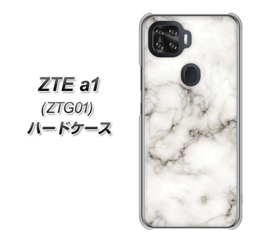 au ZTE a1 ZTG01 高画質仕上げ 背面印刷 ハードケース【KM871 大理石WH】