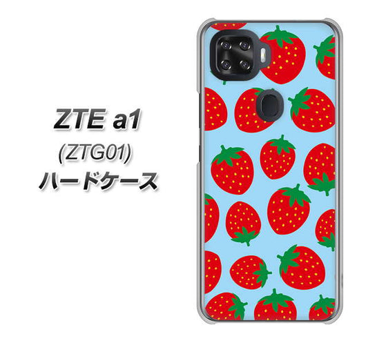 au ZTE a1 ZTG01 高画質仕上げ 背面印刷 ハードケース【SC814 小さいイチゴ模様 レッドとブルー】