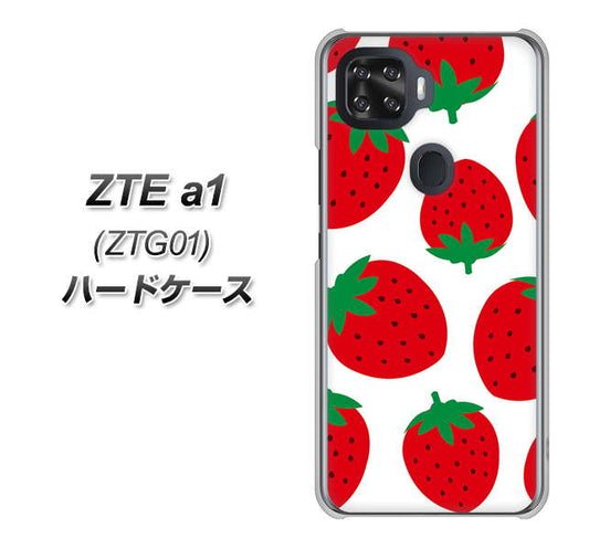 au ZTE a1 ZTG01 高画質仕上げ 背面印刷 ハードケース【SC818 大きいイチゴ模様レッド】