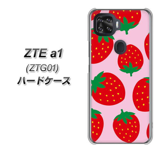 au ZTE a1 ZTG01 高画質仕上げ 背面印刷 ハードケース【SC820 大きいイチゴ模様レッドとピンク】