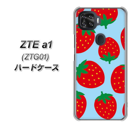 au ZTE a1 ZTG01 高画質仕上げ 背面印刷 ハードケース【SC821 大きいイチゴ模様レッドとブルー】