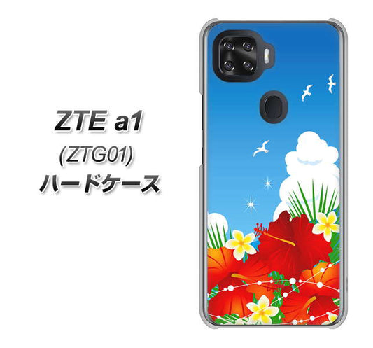 au ZTE a1 ZTG01 高画質仕上げ 背面印刷 ハードケース【VA821 ハイビスカスと青空】